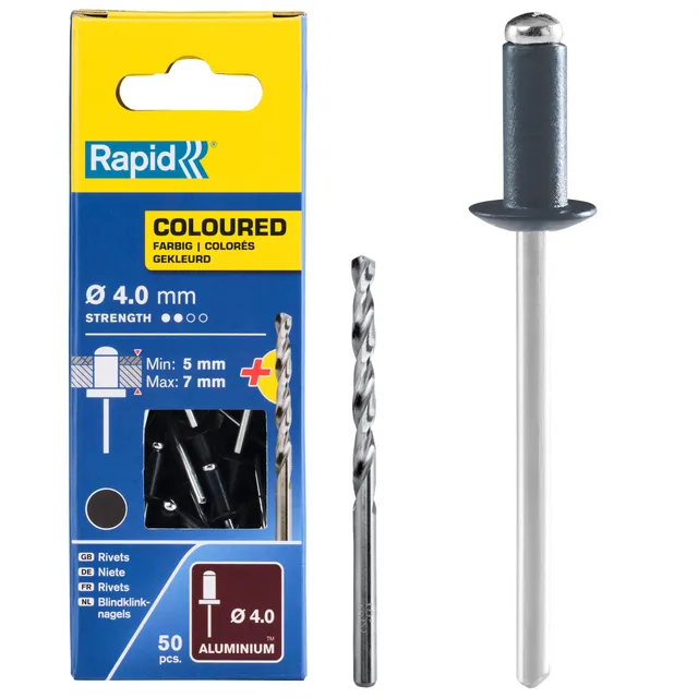Rapid’os 16 Rivetage rivets haute performance Ø4 x 10 mm gris anthracite, 50 pièces