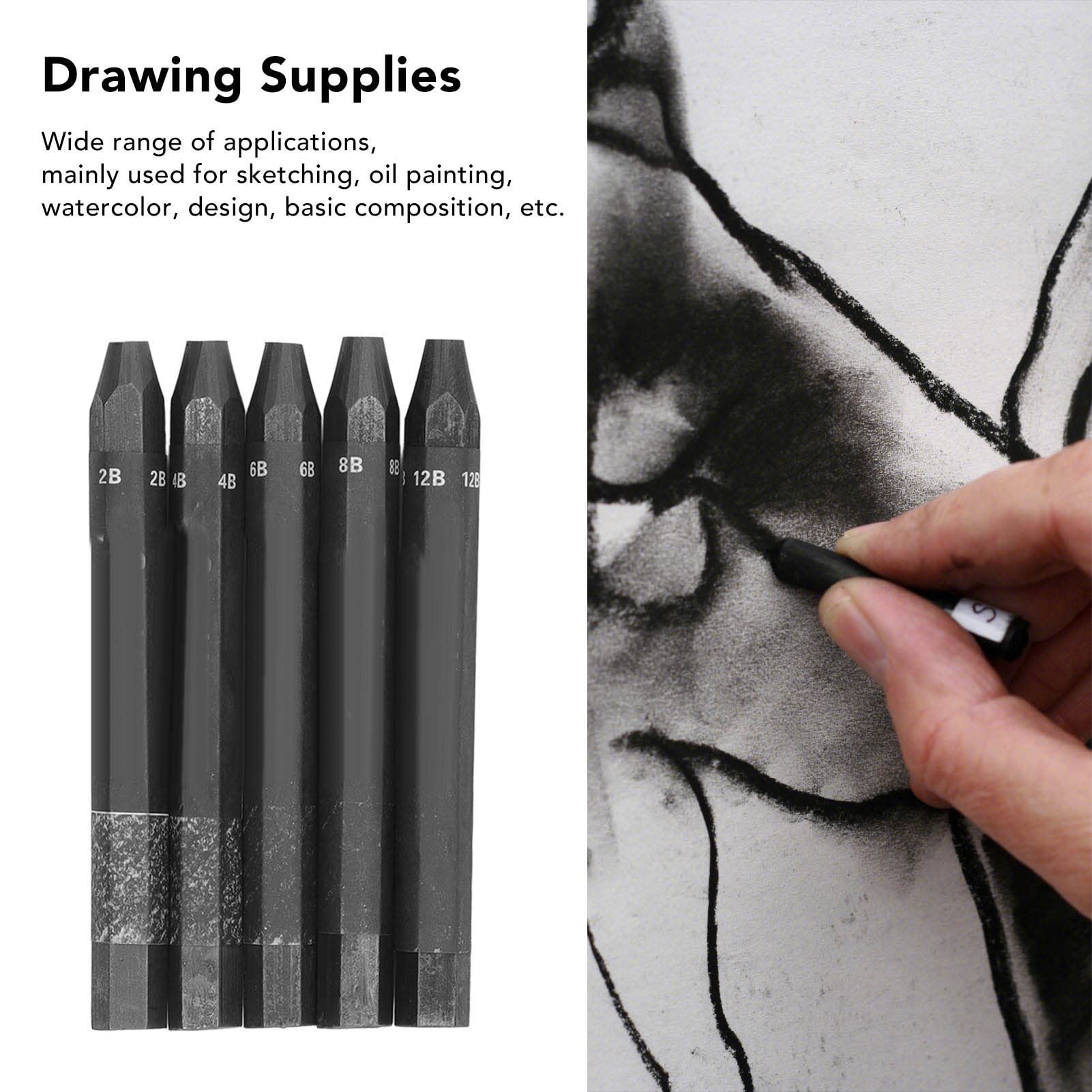 Omabeta Toys & Games bâtons de graphite solubles à l’eau 5 pièces hexagonaux 12 mm