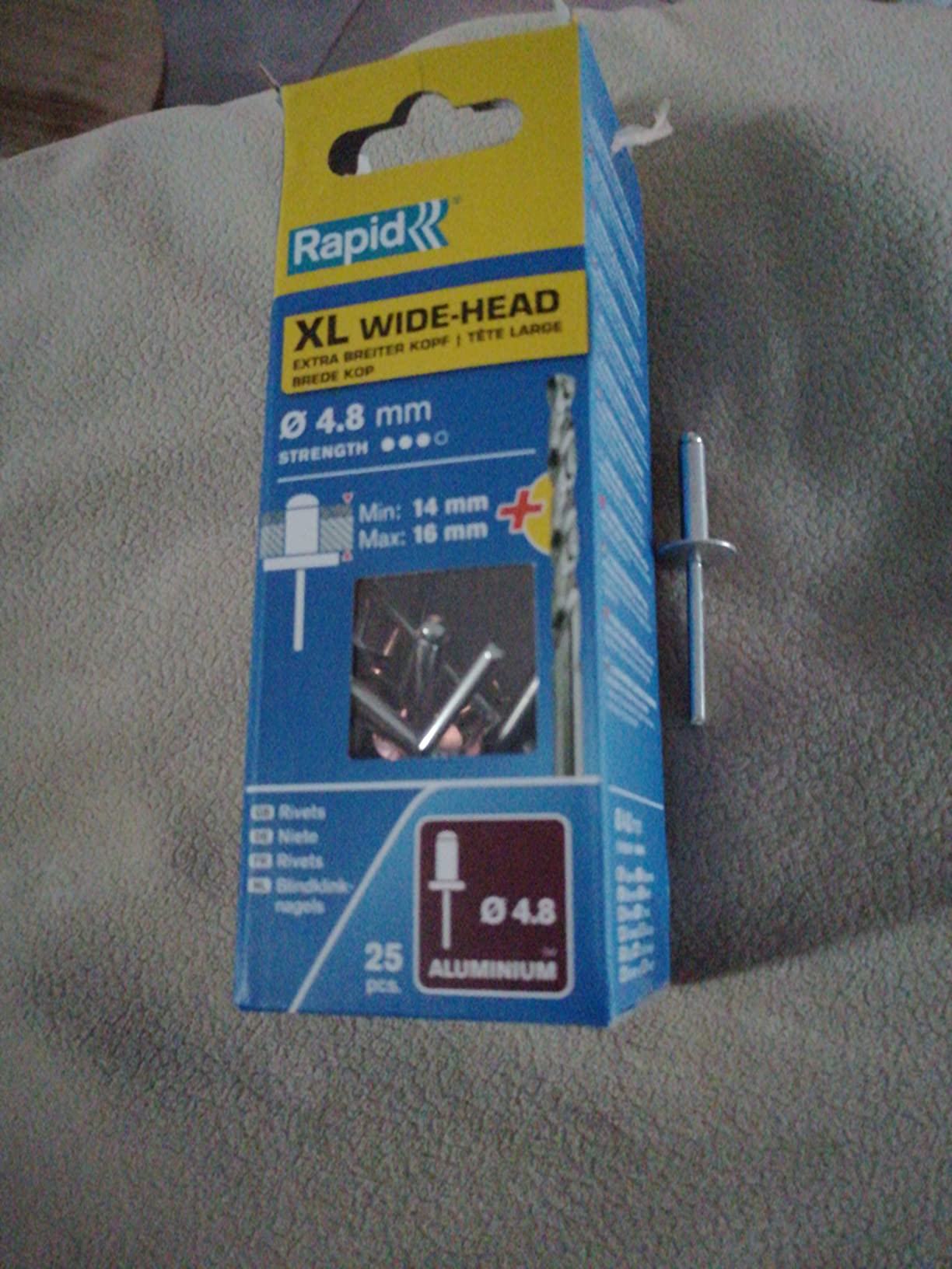 Rapid’os 16 Rivetage Rivets XL Ø 4,8 × 20 mm 25 pièces avec foret