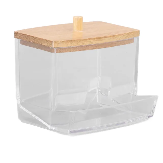 Omabeta Beauty, Hair & Nail Care boîte de rangement transparente à couvercle pour cotons-tiges