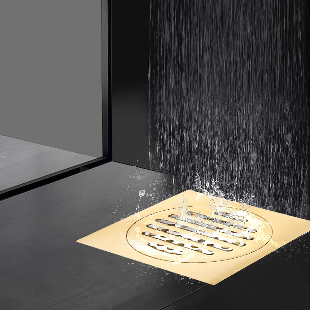 Omabeta Home Décor & Bathroom Décor siphon de sol en laiton anti-odeur avec filtre inox