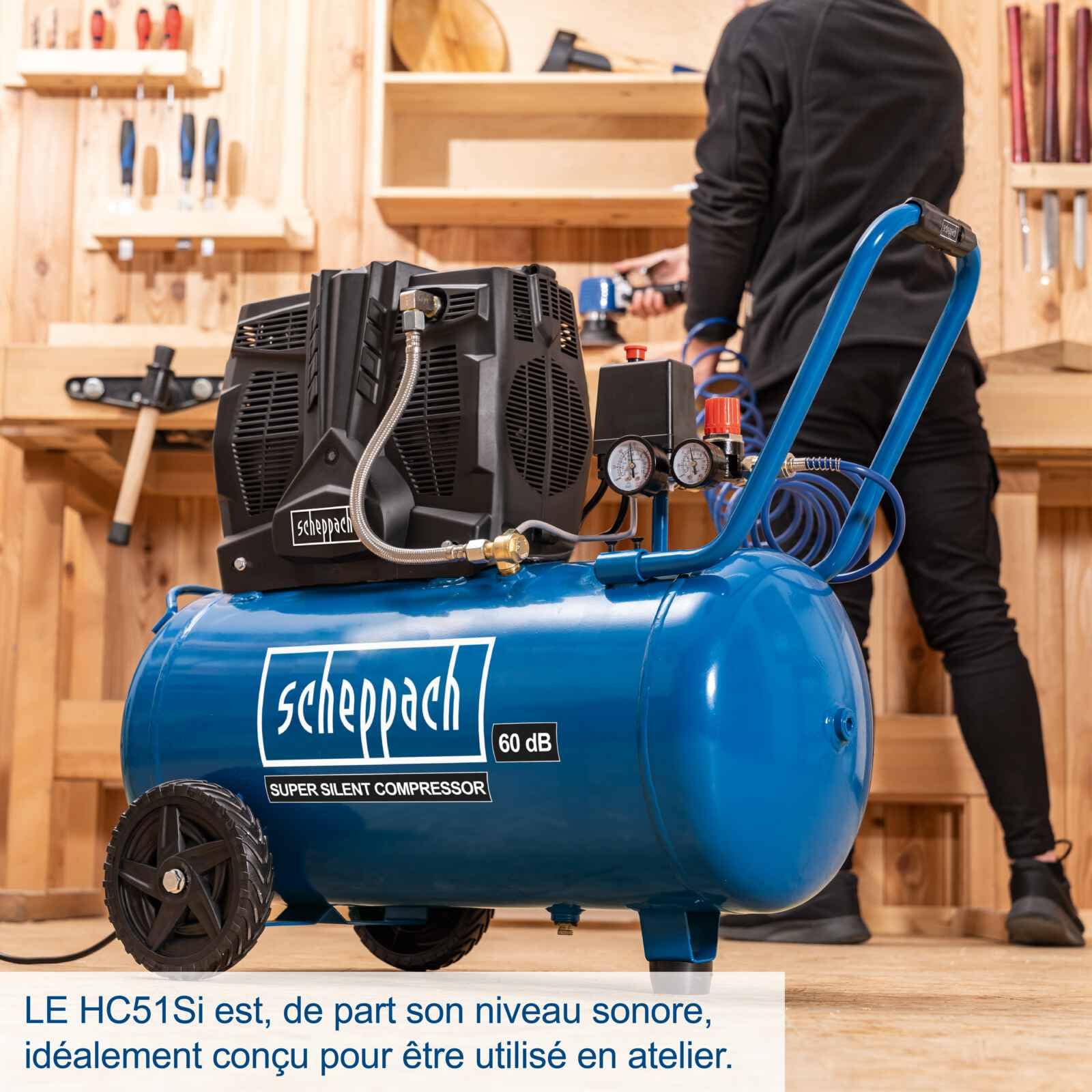 Scheppach HC Series HC51Si compresseur 50 L silencieux 60 dB