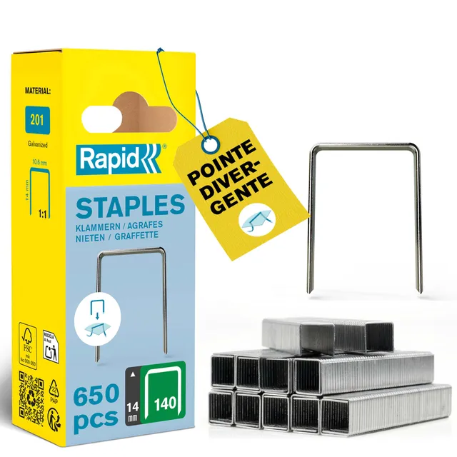 Rapid’os 16 Agrafage 40109576 agrafes n°140 de 14 mm, 648 pièces galvanisées