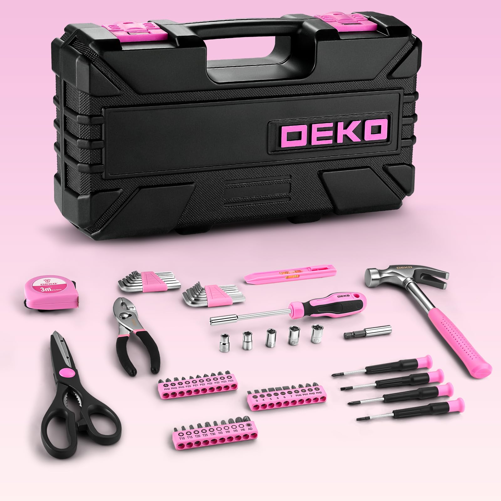 DEKOPRO TOOL KIT boîte à outils 62 pièces rose