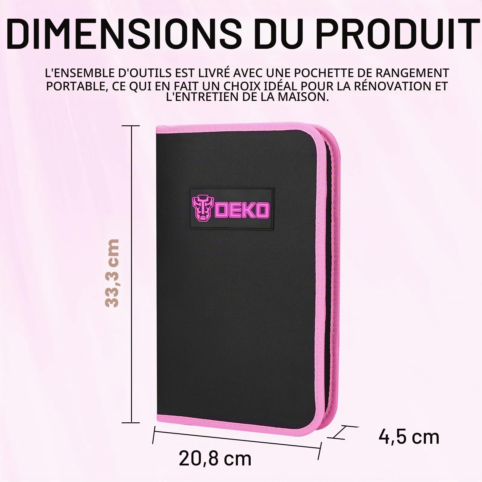 DEKOPRO TOOL KIT kit d’outils 110 pièces rose en chrome vanadium