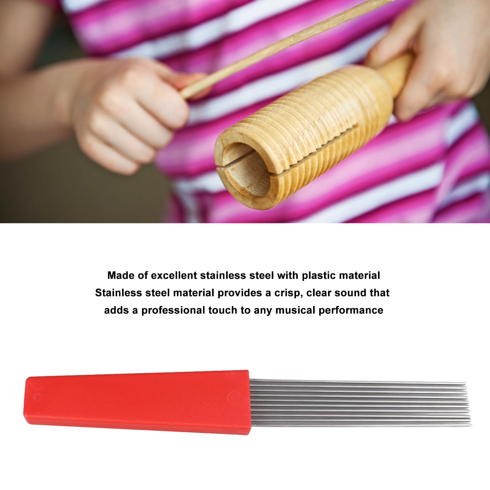 Omabeta Toys & Games grattoir-brosse pour guiro en acier inoxydable et plastique
