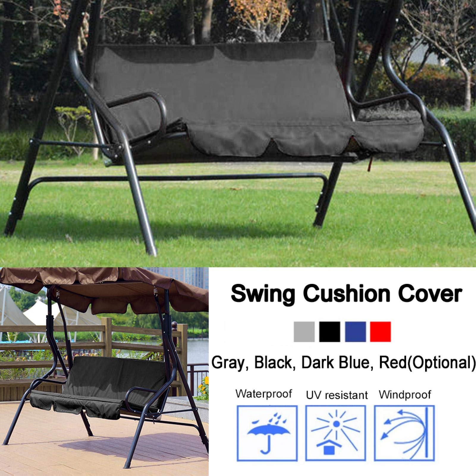 Omabeta Garden Machinery & Agricultural Equipment coussin de balançoire 3 places noir 150 x 50 cm imperméable
