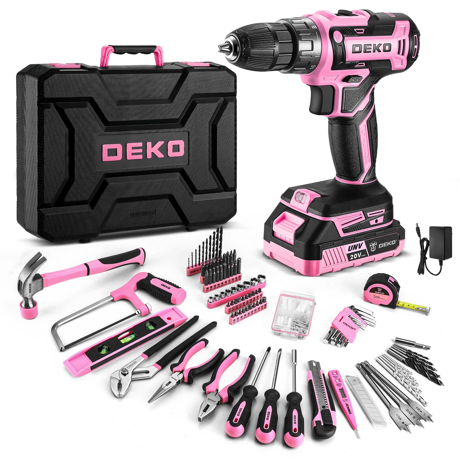 DEKOPRO TOOL KIT coffret 186 pièces bleu avec perceuse 20 V