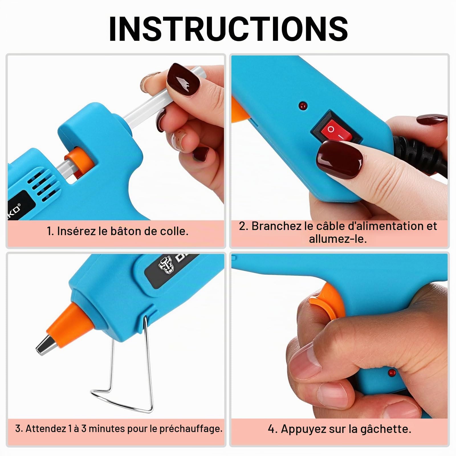DEKOPRO POWER TOOLS pistolet à colle chaude 50 W turquoise 85 bâtons