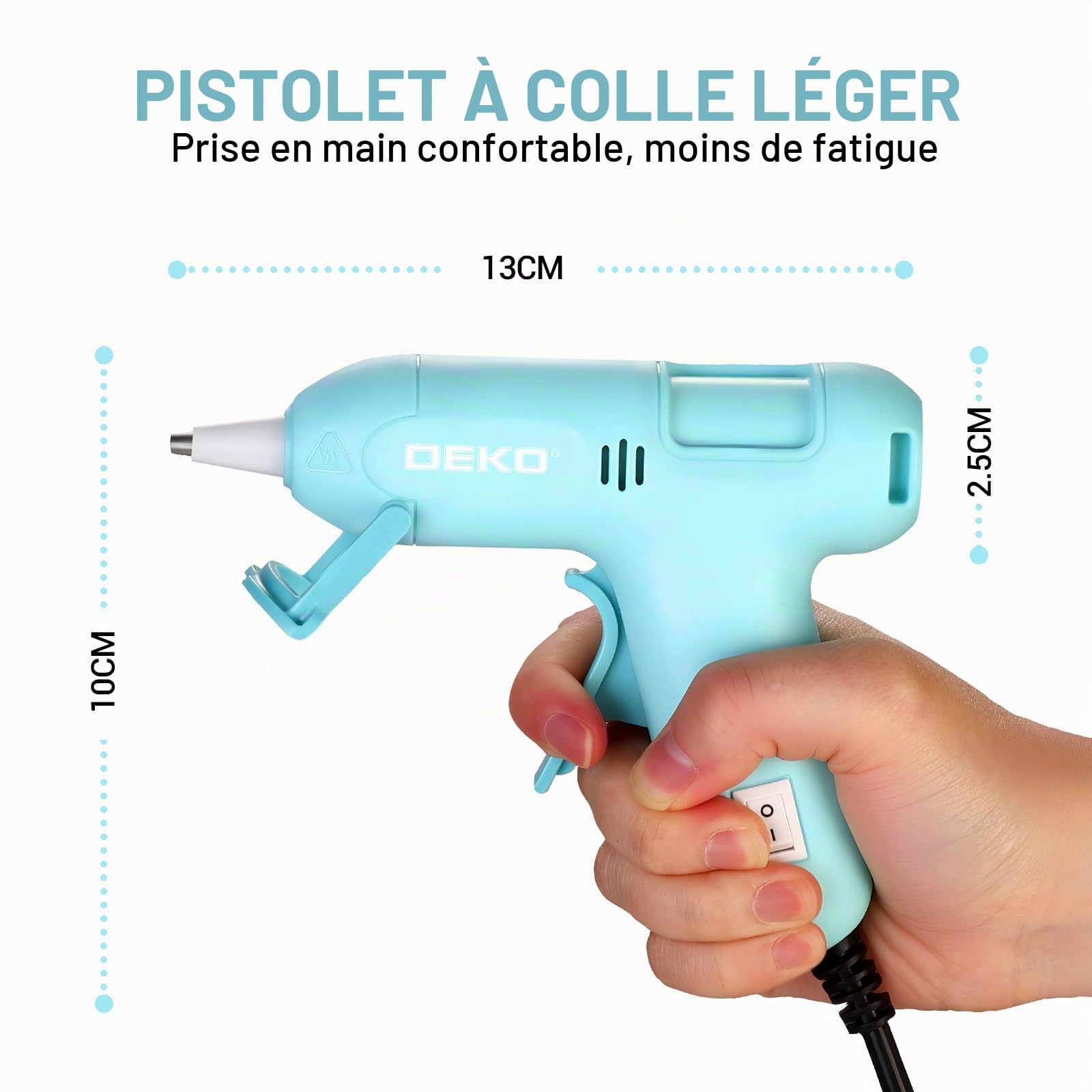 DEKOPRO POWER TOOLS pistolet à colle 20 W bleu 60 bâtons réglable