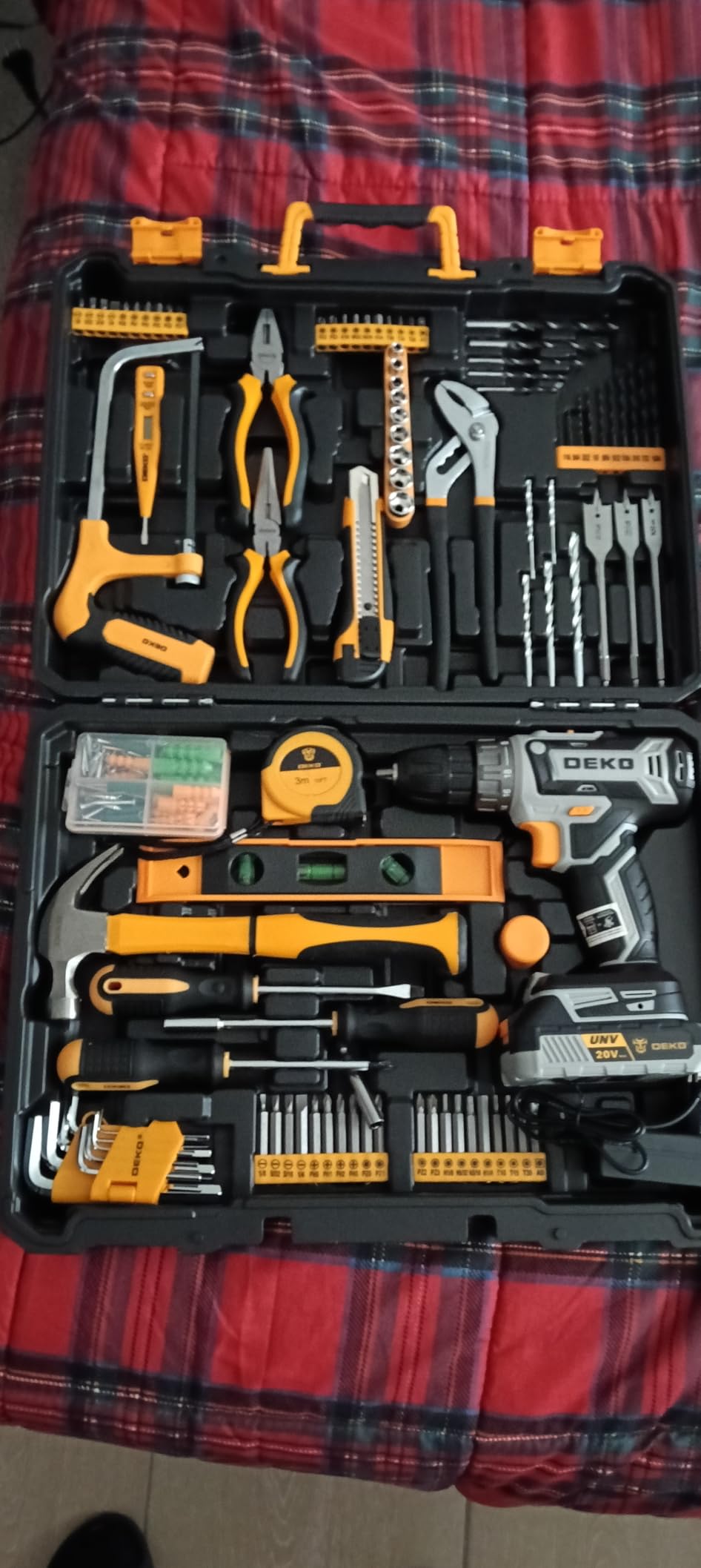 DEKOPRO TOOL KIT coffret 186 pièces bleu avec perceuse 20 V