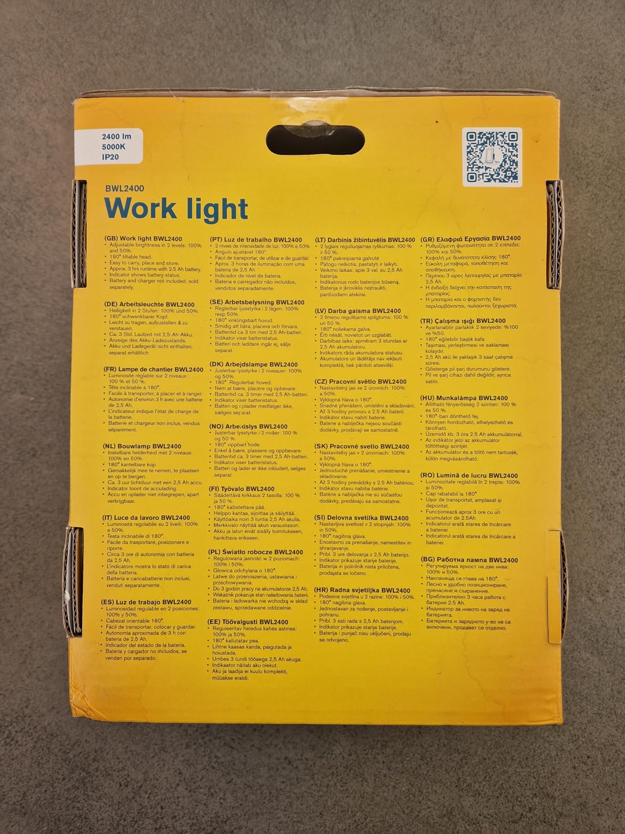 Rapid’os 16 Lampes de Chantier BWL2400 projecteur LED 18 V 2400 lumens