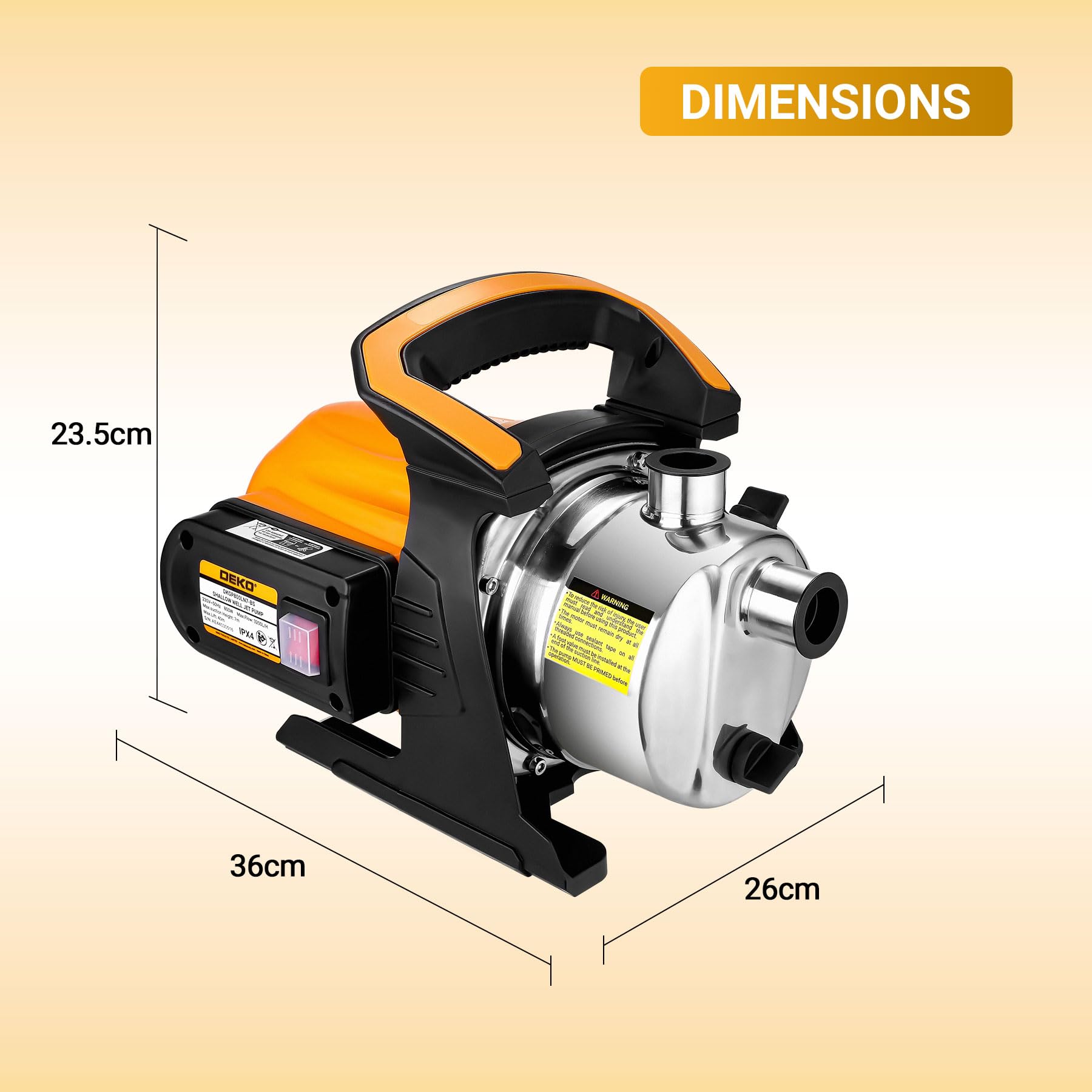 DEKOPRO SUMP PUMP Pompe à eau 800 W 3200 l/h IPX4