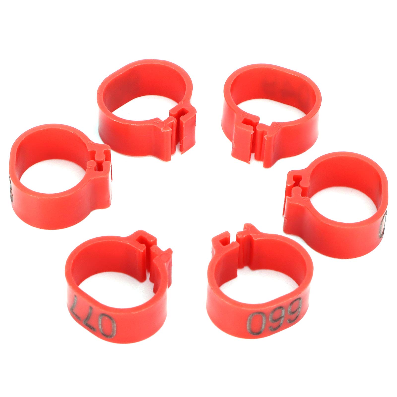 Omabeta Pet Supplies Bague d’identification pour pigeons 001–100, rouge 12 mm, 100 pièces