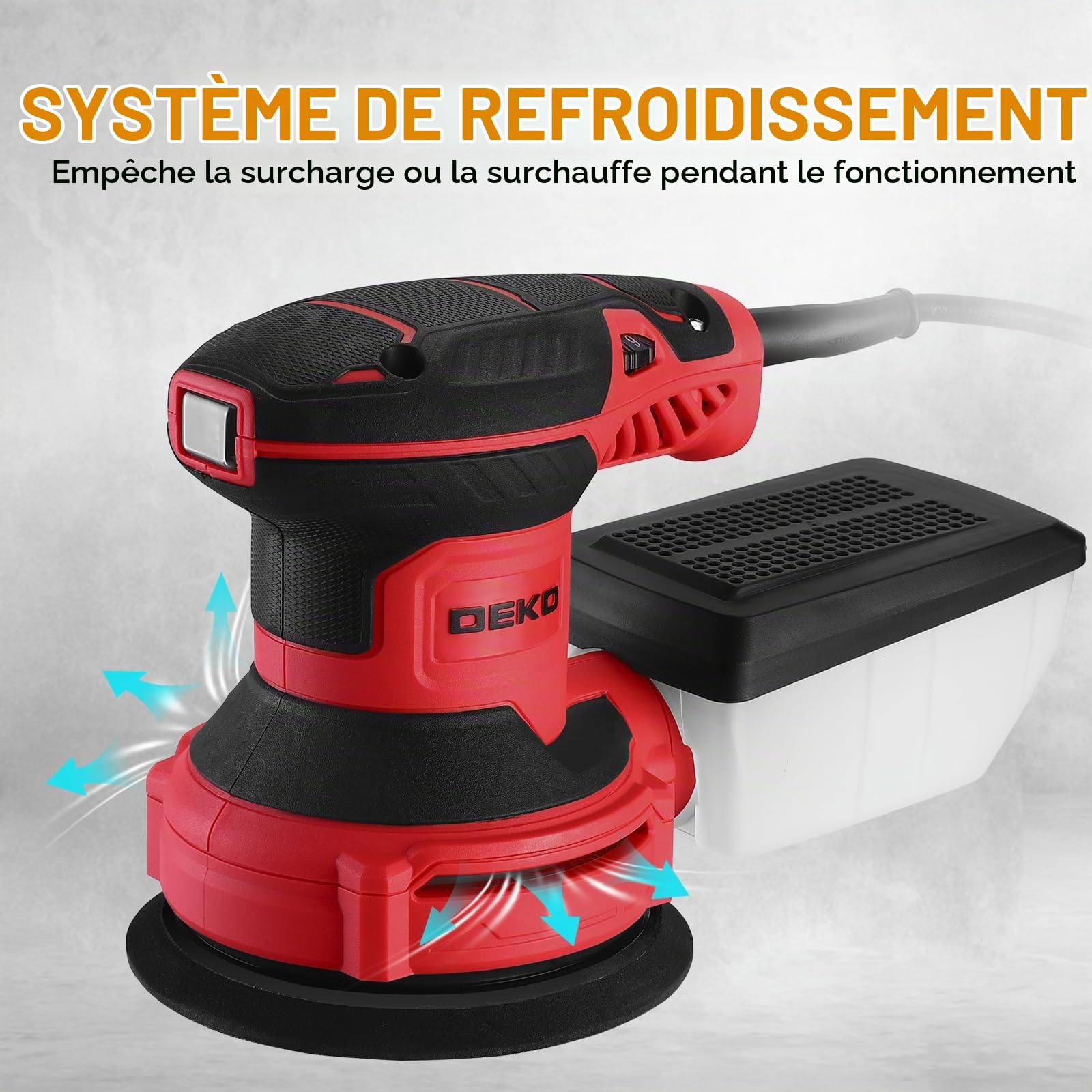 DEKOPRO POWER TOOLS ponceuse excentrique 300 W 125 mm bleu et gris