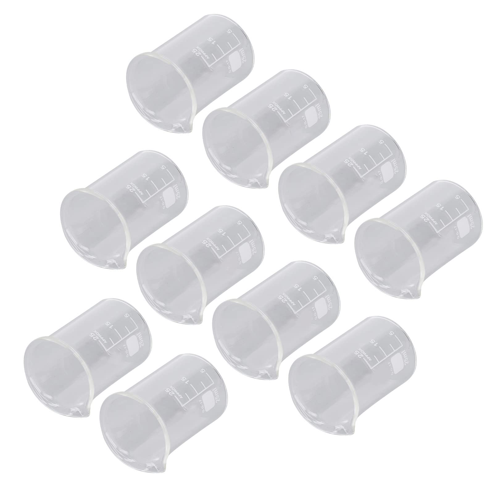 Omabeta Toys & Games bécher gradué 25 ml, lot de 10 en verre borosilicaté