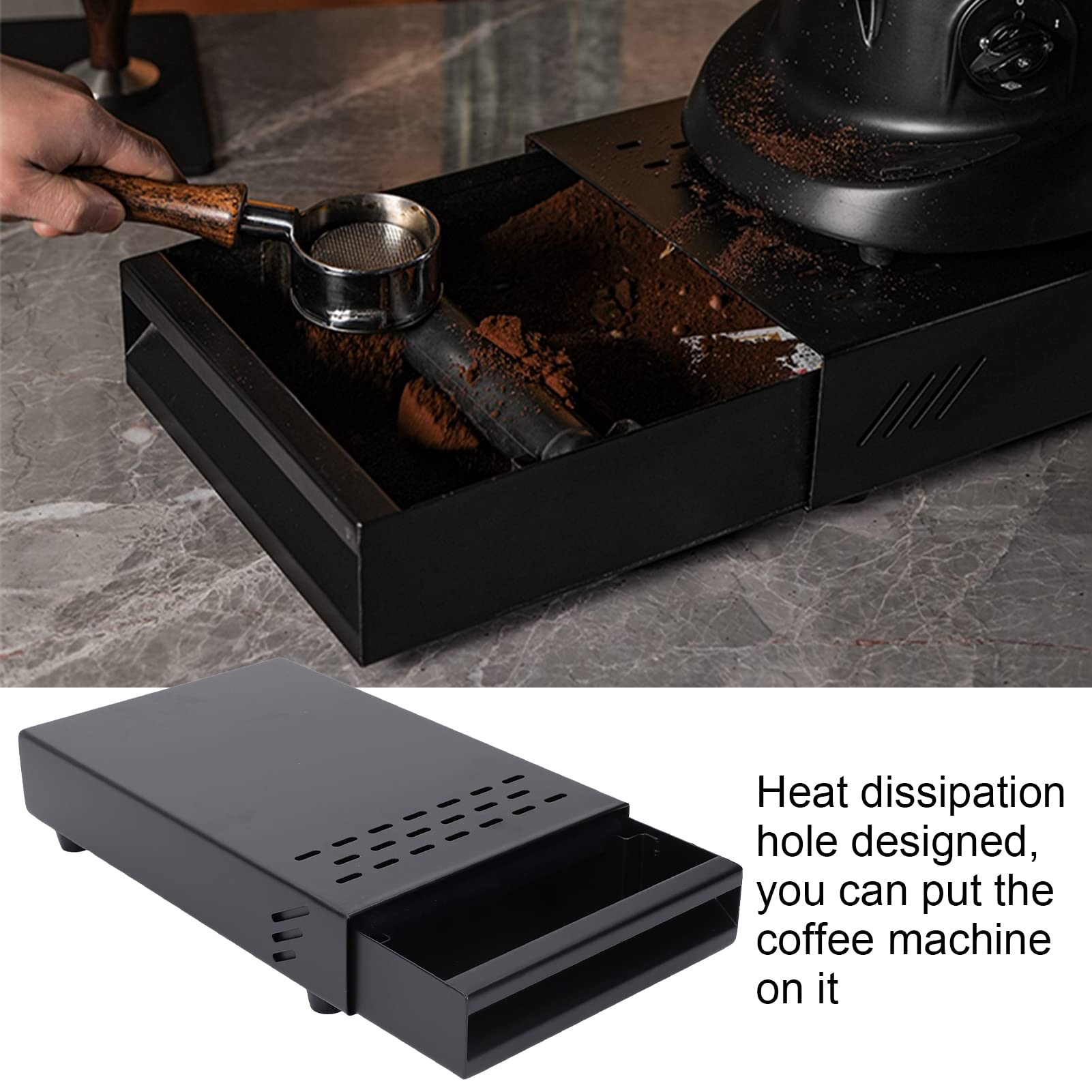 Omabeta Kitchen Appliances boîte à marc de café avec poignée en caoutchouc noire
