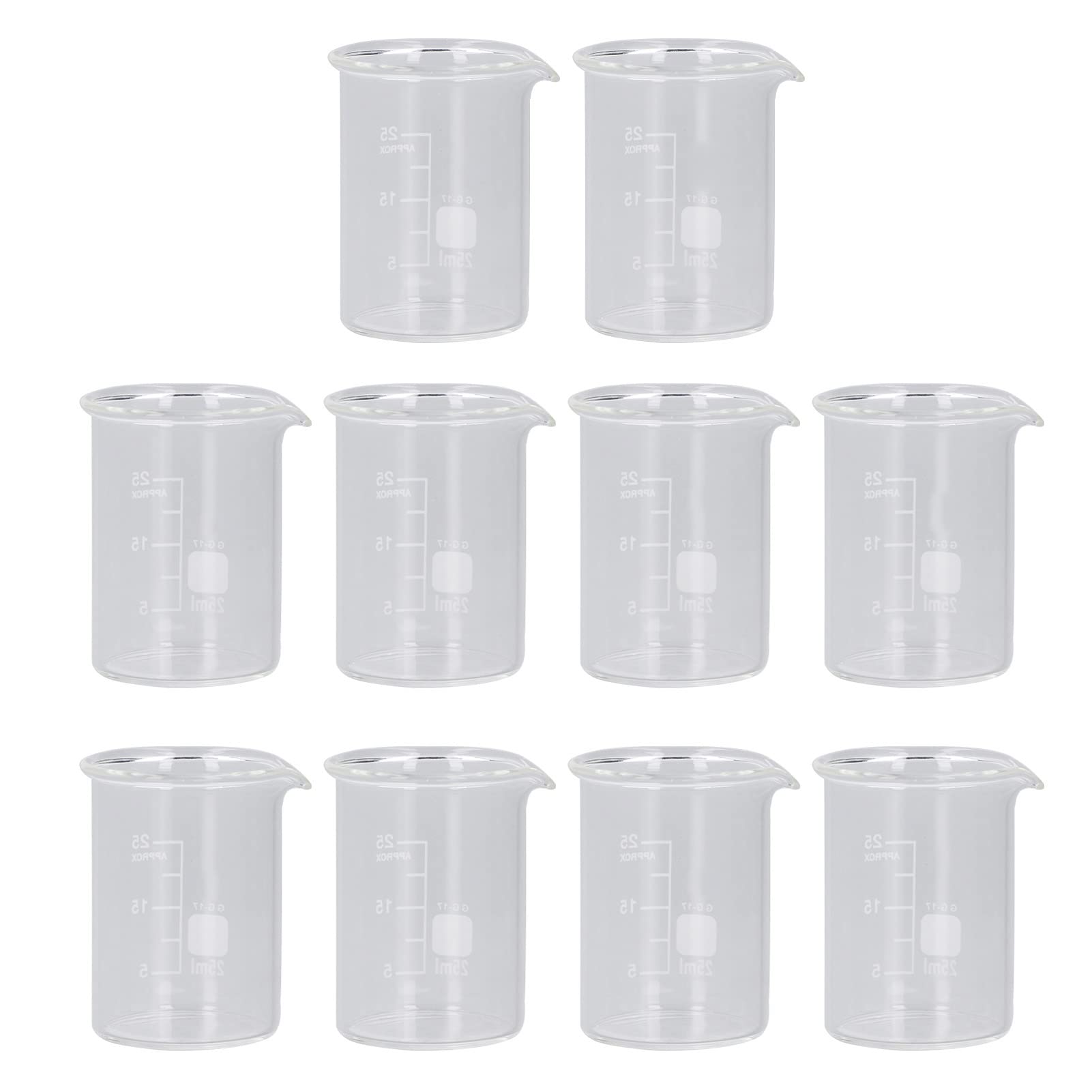 Omabeta Toys & Games bécher gradué 25 ml, lot de 10 en verre borosilicaté