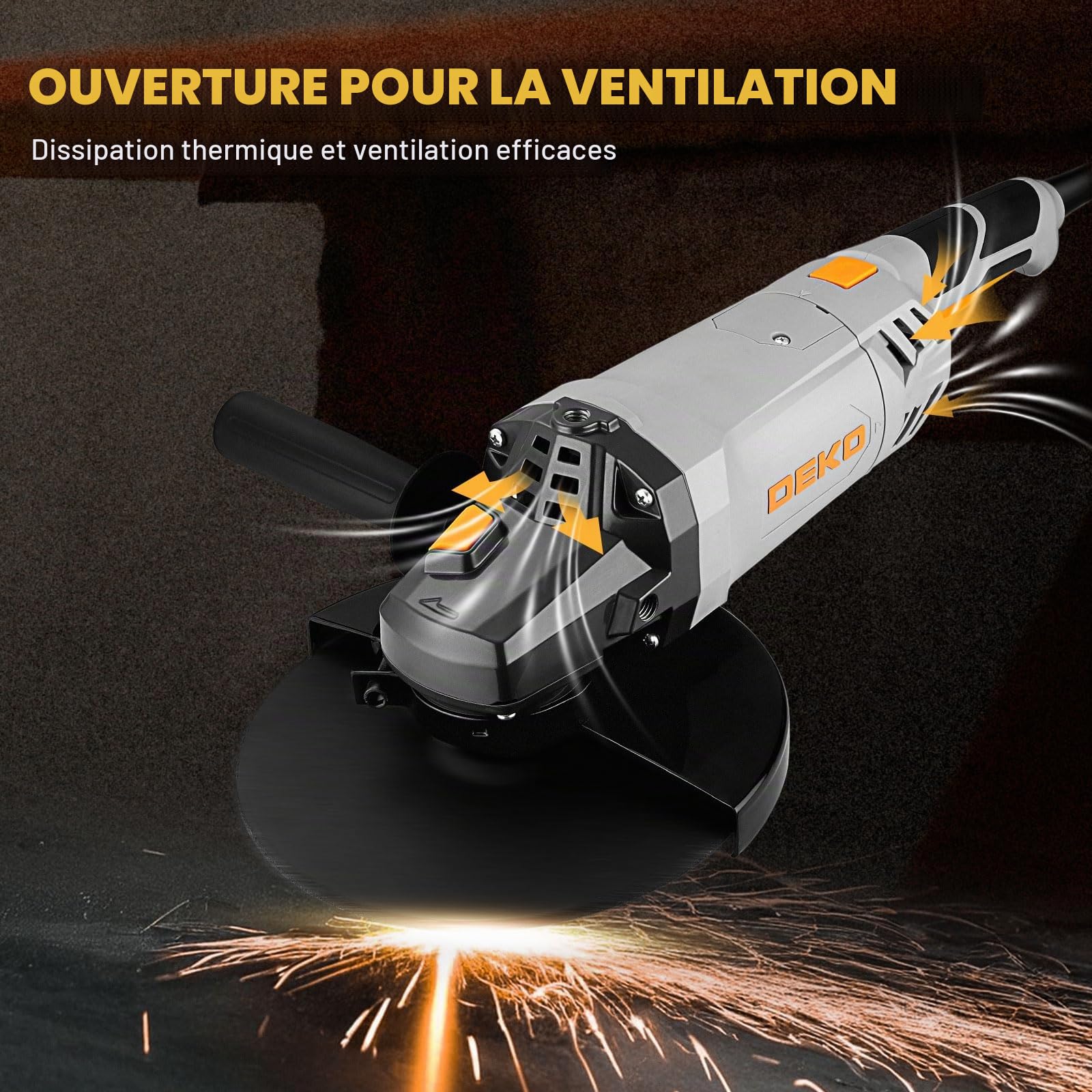 DEKOPRO POWER TOOLS Meuleuse d’angle 230 mm filaire 2200 W