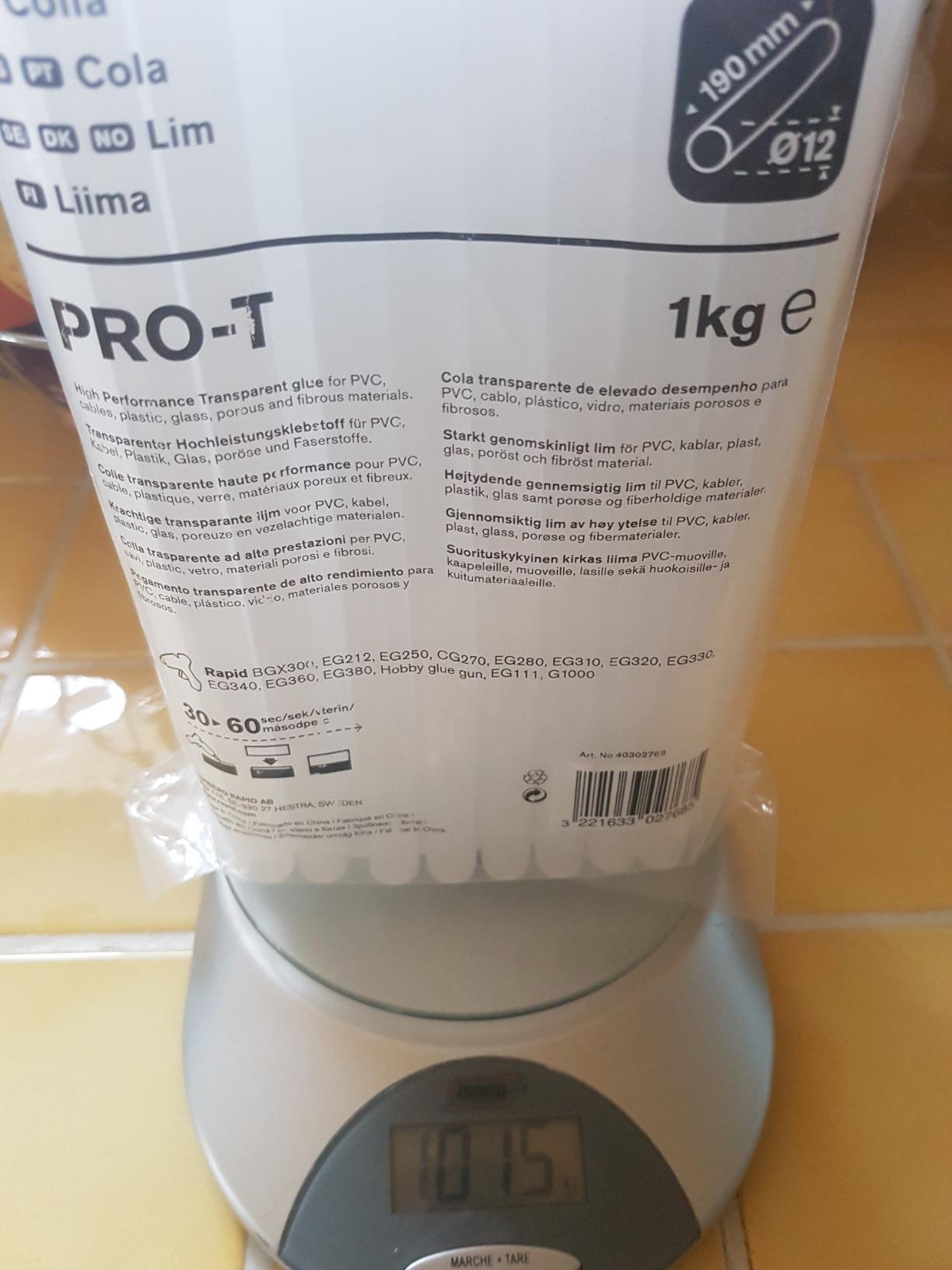 Rapid’os 16 Collage PRO-T bâtons de colle transparents 1 kg, Ø 12 mm