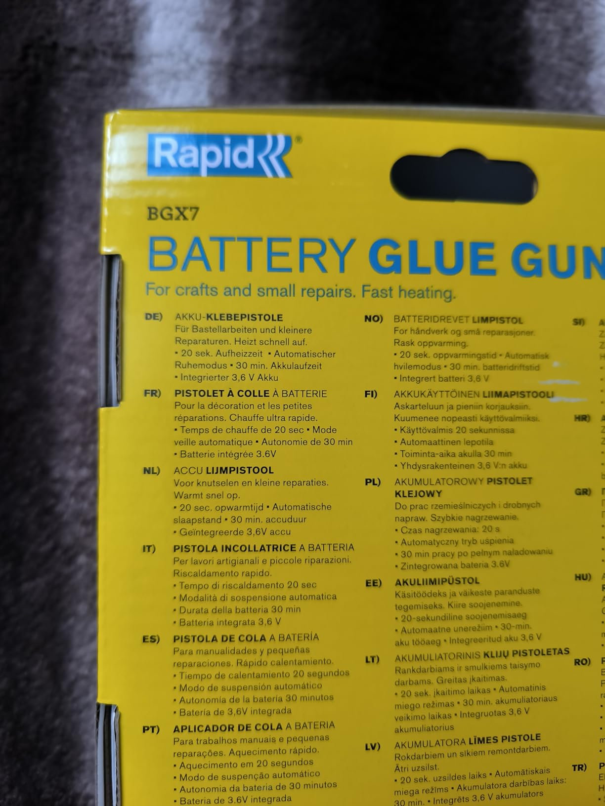 Rapid’os 16 Collage BGX7 pistolet à colle sans fil 7 mm Blister, boîte FSC