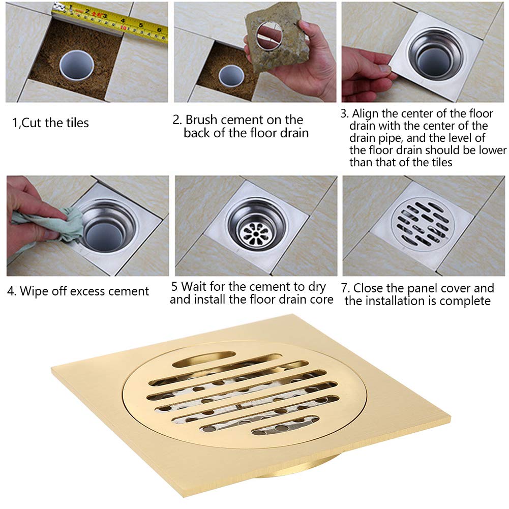 Omabeta Home Décor & Bathroom Décor siphon de sol en laiton anti-odeur avec filtre inox