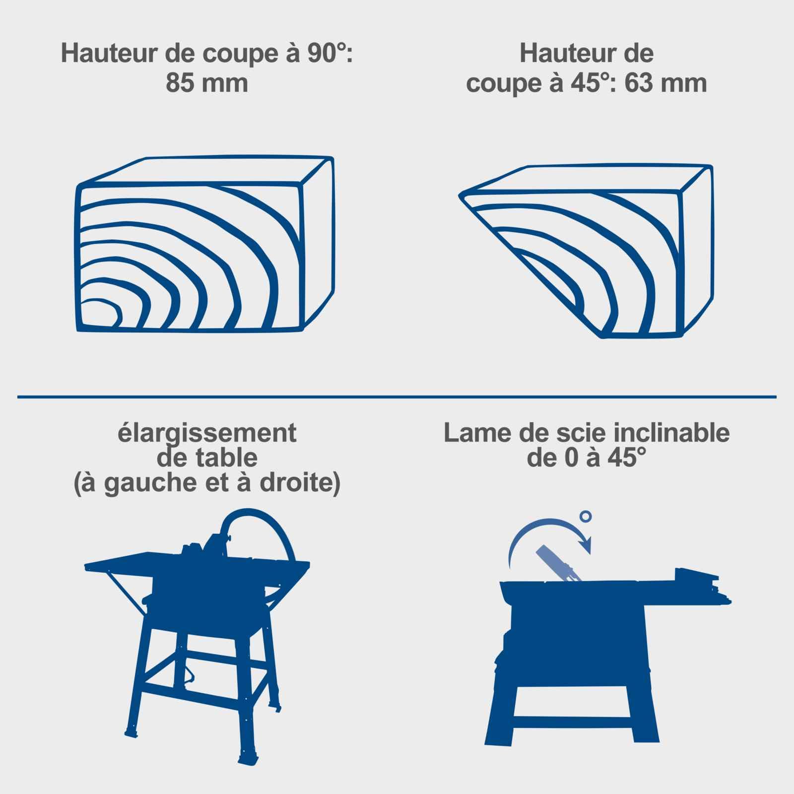 Scheppach 40V Series HS254 scie sur table 240 V avec support