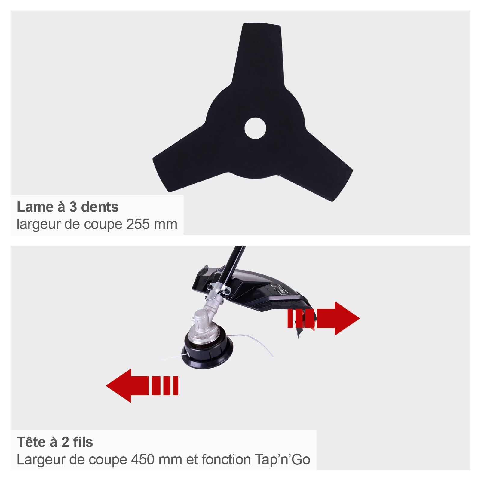 Scheppach TKG Series BCH3300PB débroussailleuse 2-en-1, lame 3 dents et 2 bobines, 32,6 cm³