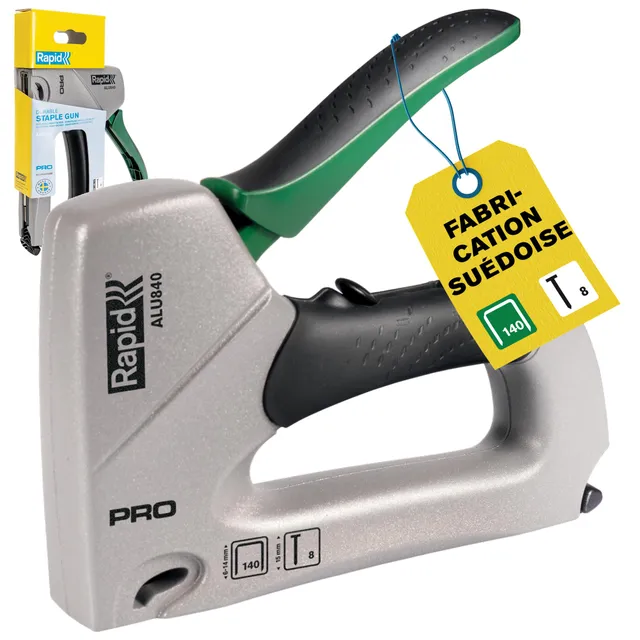 Rapid Agrafage PRO ALU840 agrafeuse-cloueuse n°140 et n°8