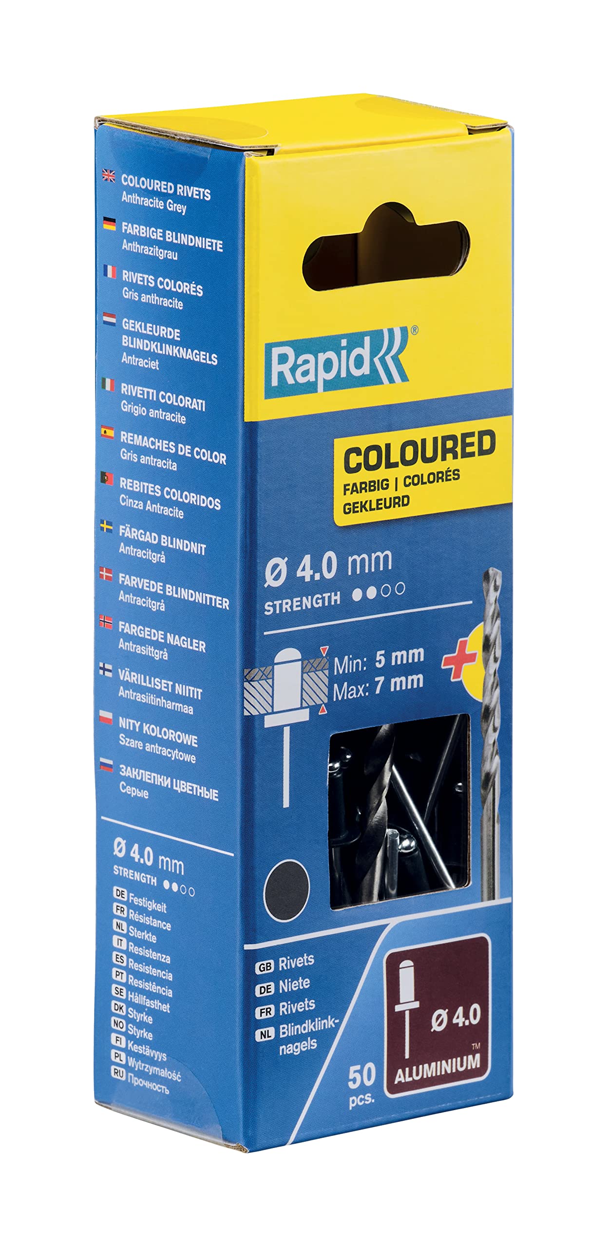 Rapid’os 16 Rivetage rivets haute performance Ø4 x 10 mm gris anthracite, 50 pièces