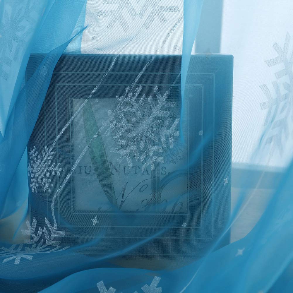 Omabeta Home Décor & Bathroom Décor rideau voilage flocon de neige bleu ciel 1 pièce polyester