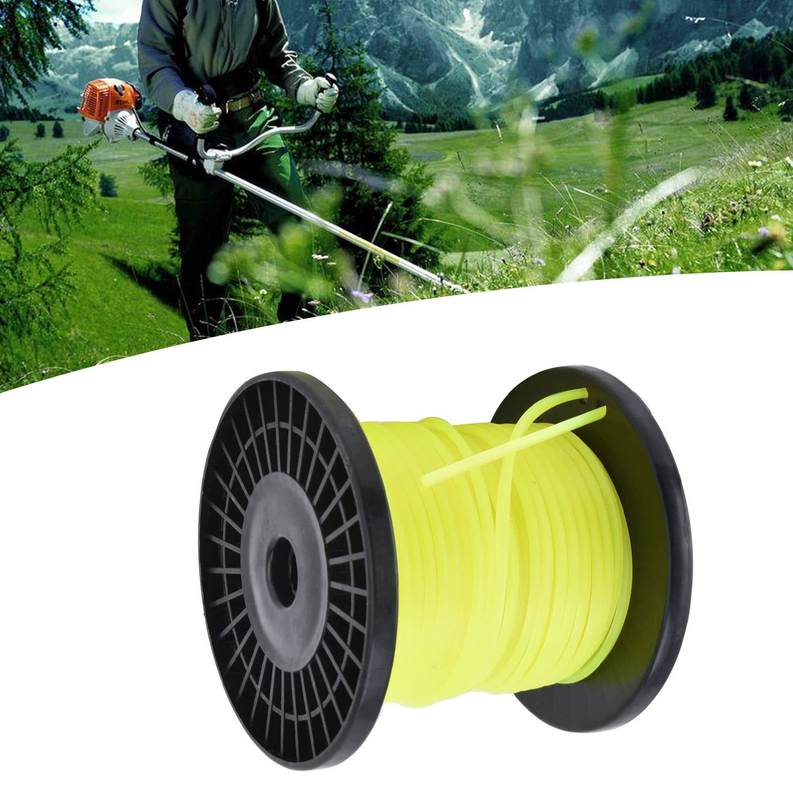Omabeta Garden Machinery & Agricultural Equipment fil de débroussailleuse carré 3 mm, 30 m jaune en nylon