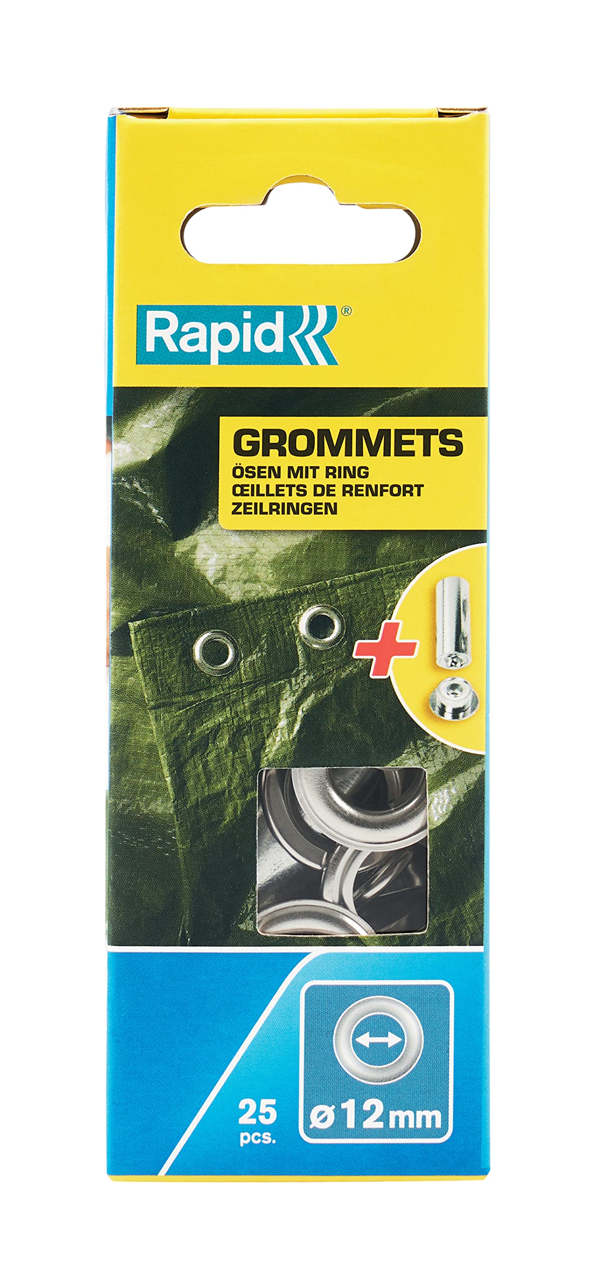Rapid Rivetage œillets de renfort 10 × 21 mm, 25 pièces, outil inclus