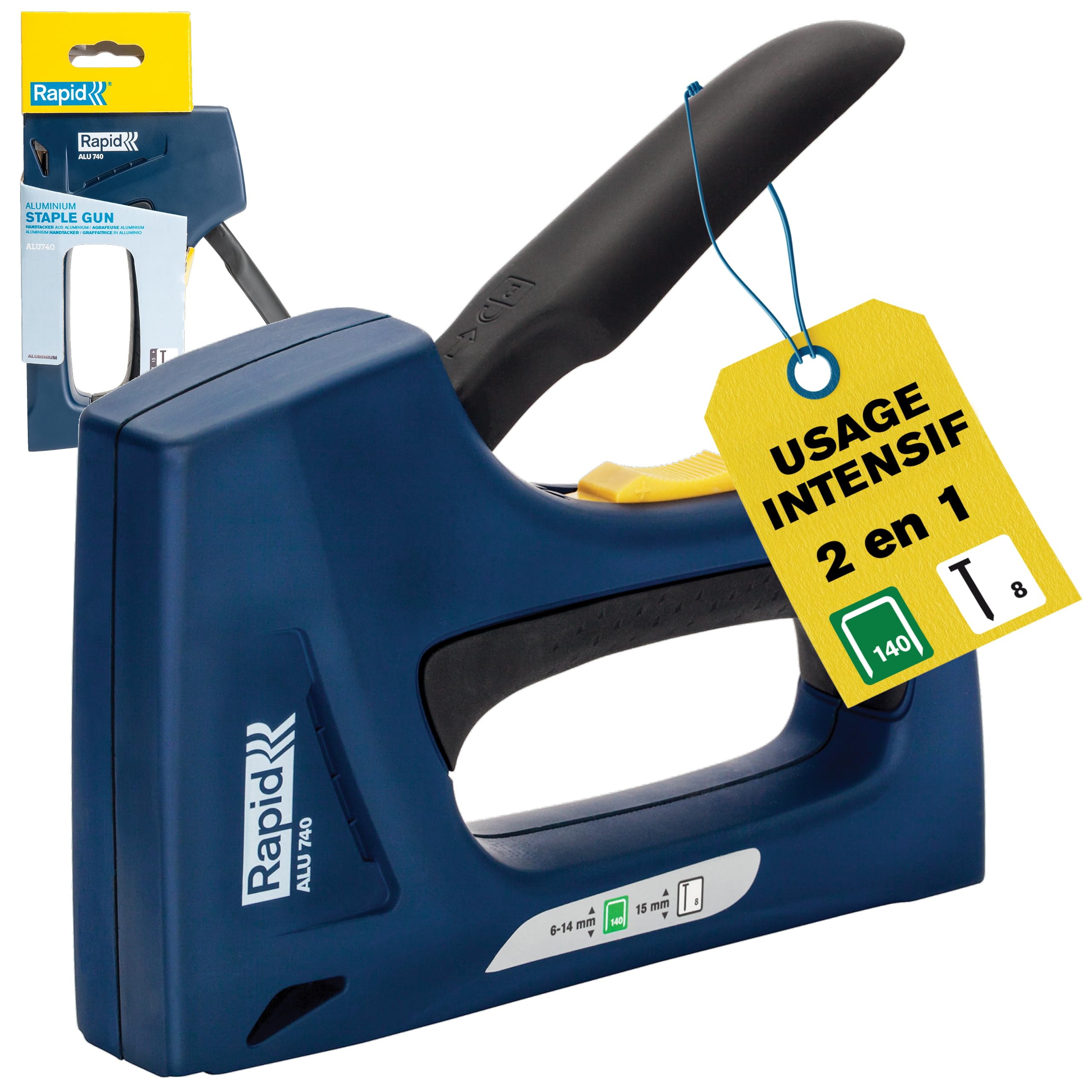 Rapid Agrafage ALU753 agrafeuse pour agrafes n°53 et clous n°8, poignée ergonomique