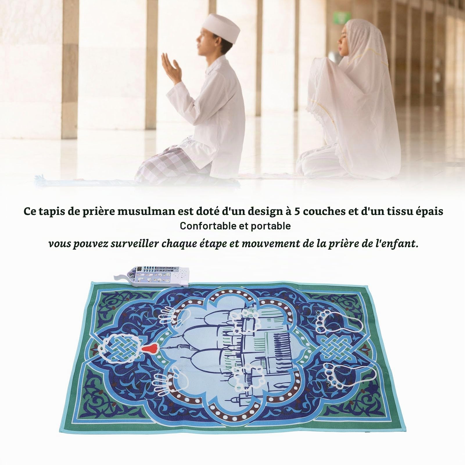 Omabeta Toys & Games Tapis de prière électronique 100 × 61 cm 5 couches