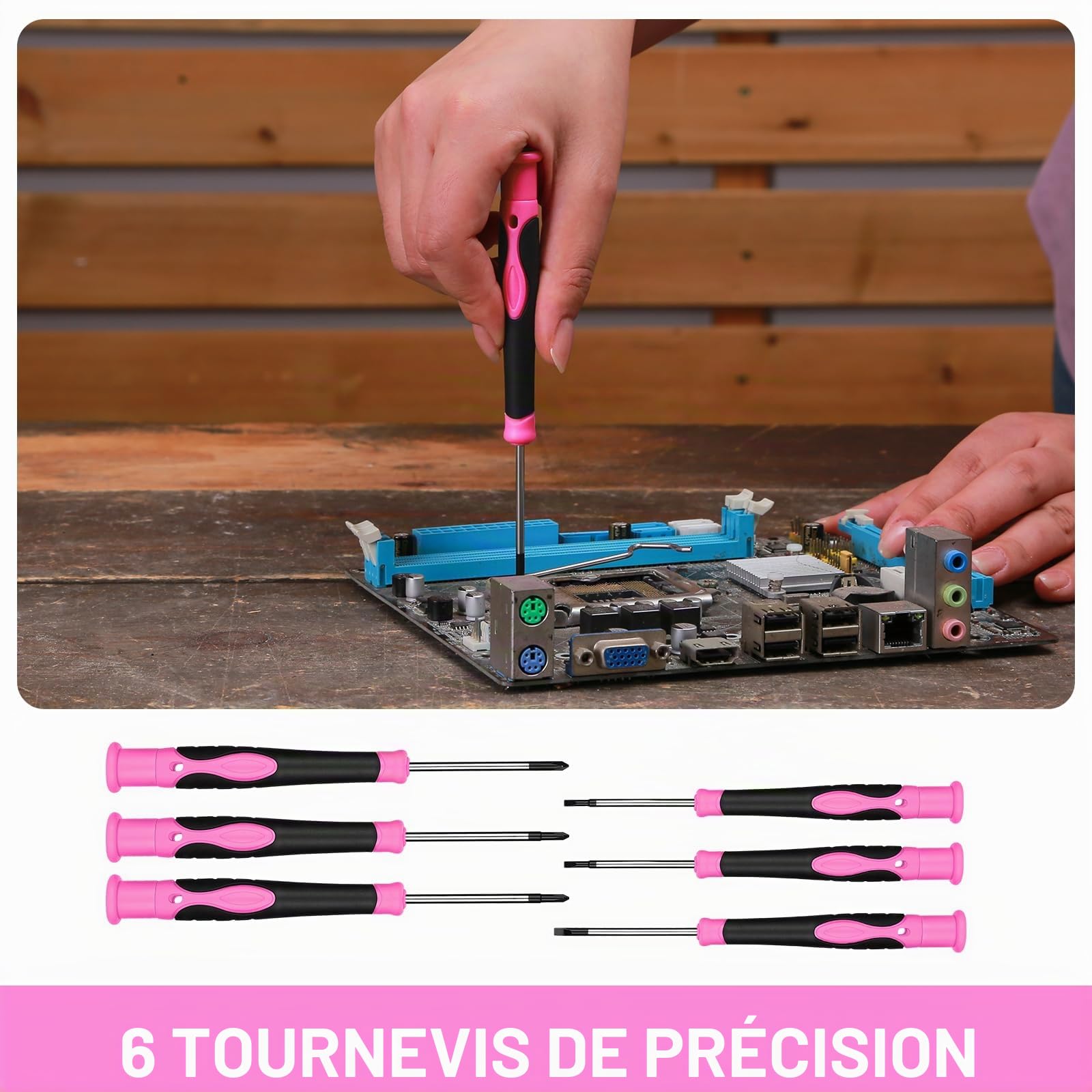 DEKOPRO TOOL KIT kit d’outils 110 pièces rose en chrome vanadium