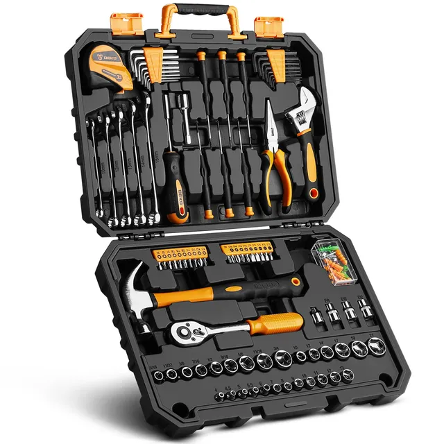 DEKOPRO TOOL KIT coffret à outils 128 pièces pour bricolage avec douilles