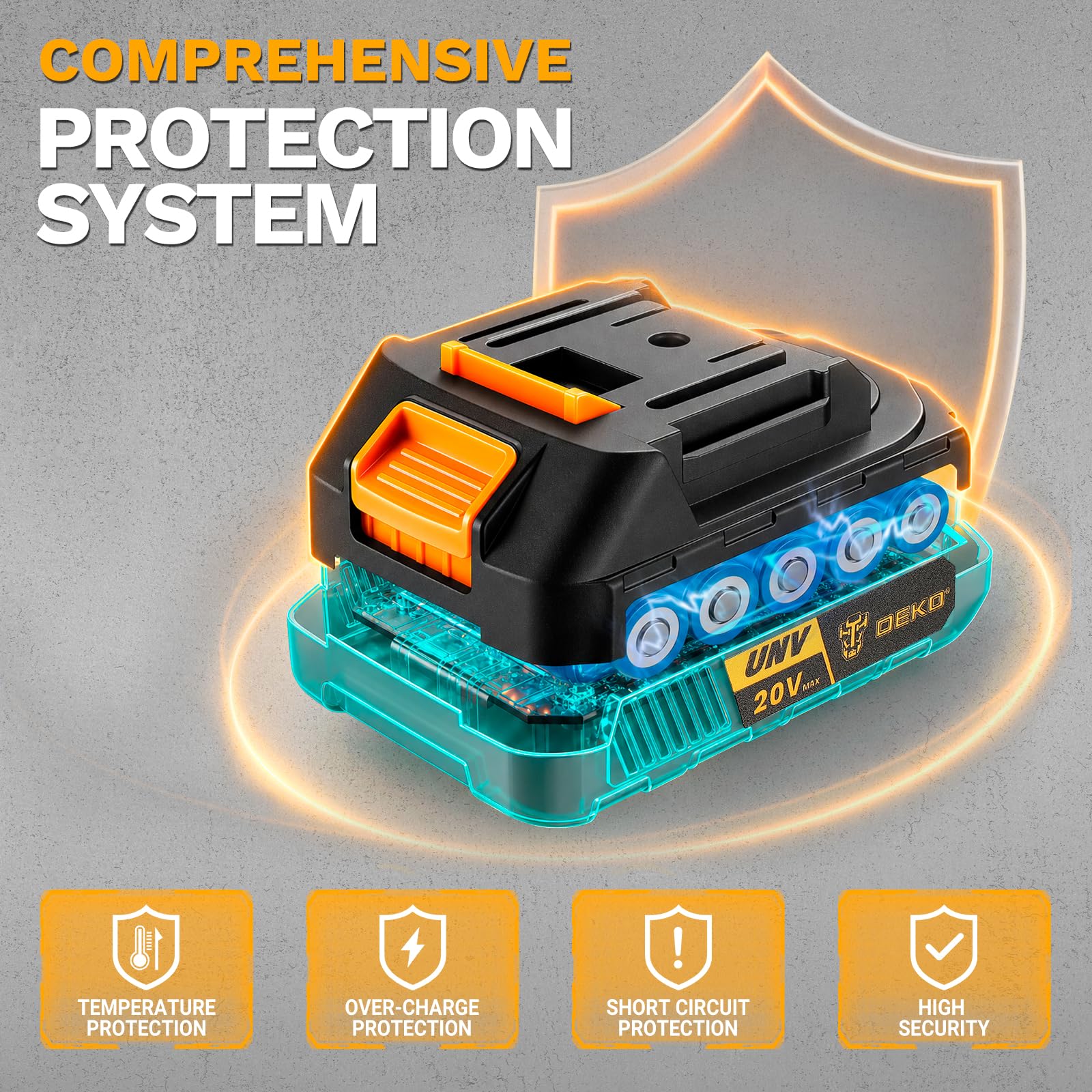 DEKOPRO POWER TOOLS batterie lithium-ion 20 V 2 000 mAh pour outils sans fil