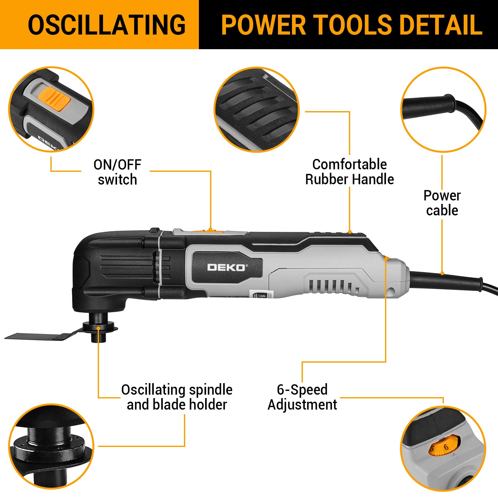 DEKOPRO POWER TOOLS outil multifonction oscillant 300 W filaire