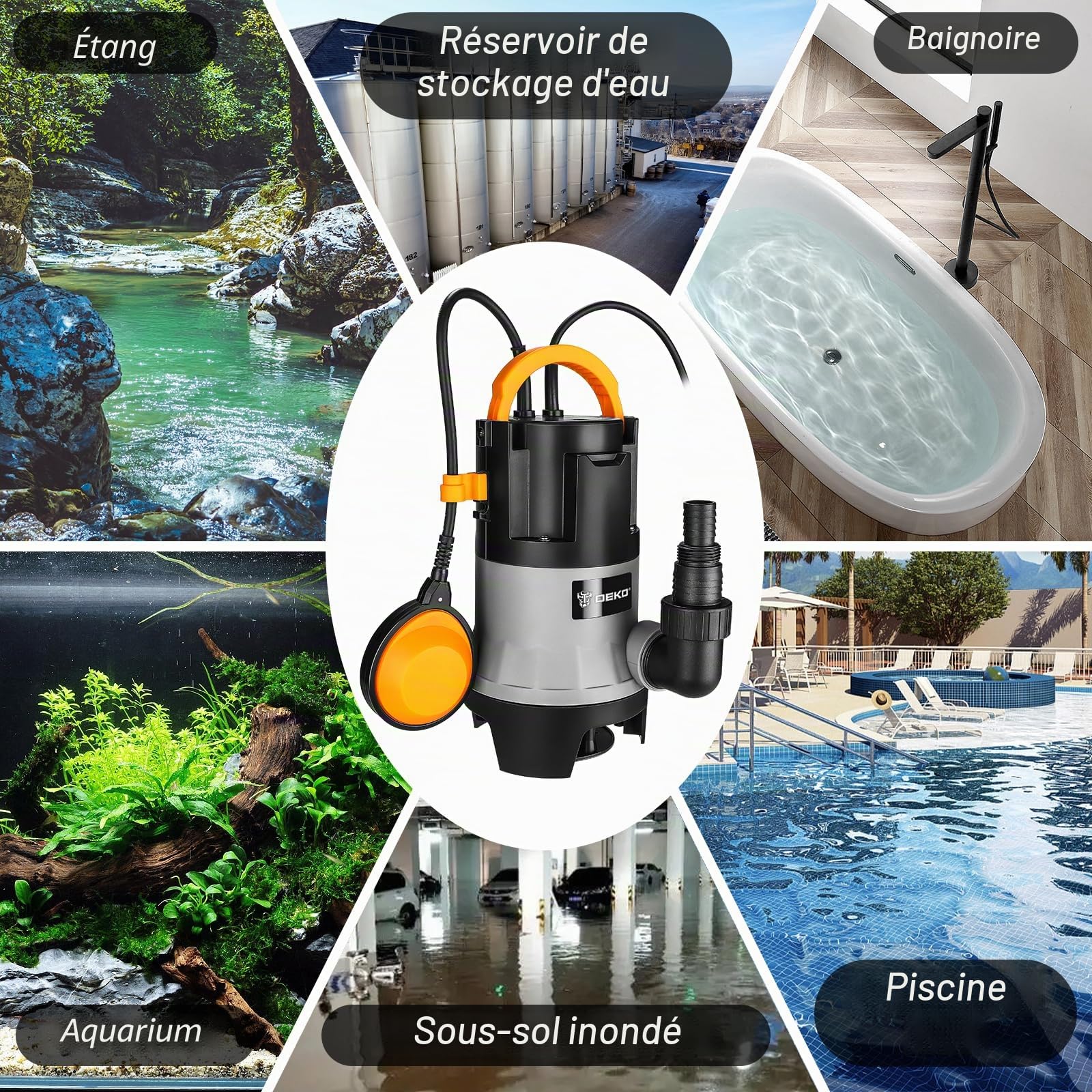 DEKOPRO SUMP PUMP pompe submersible 400 W eaux sales à flotteur