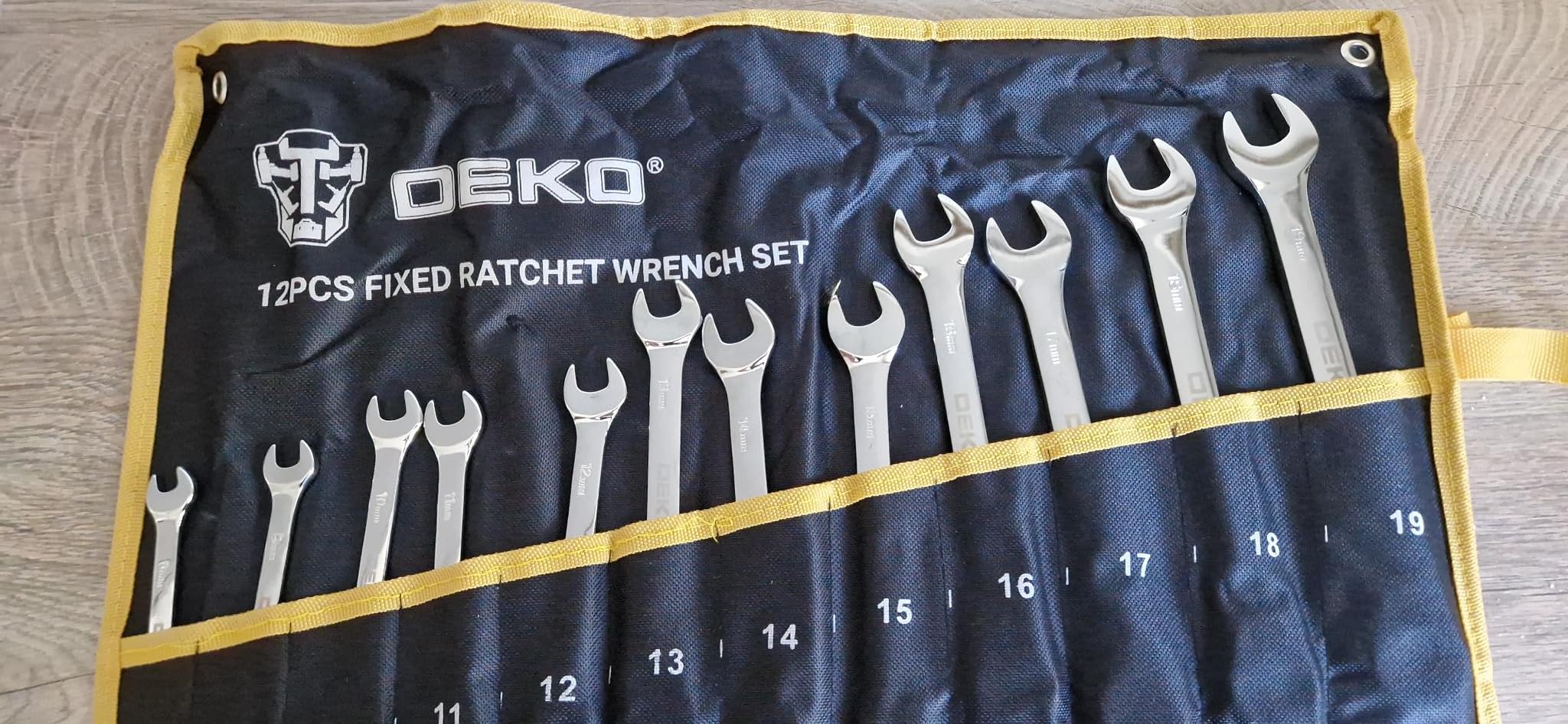 DEKOPRO SOCKET SET jeu de clés plates à cliquet 72 dents 12 pièces argent fixe