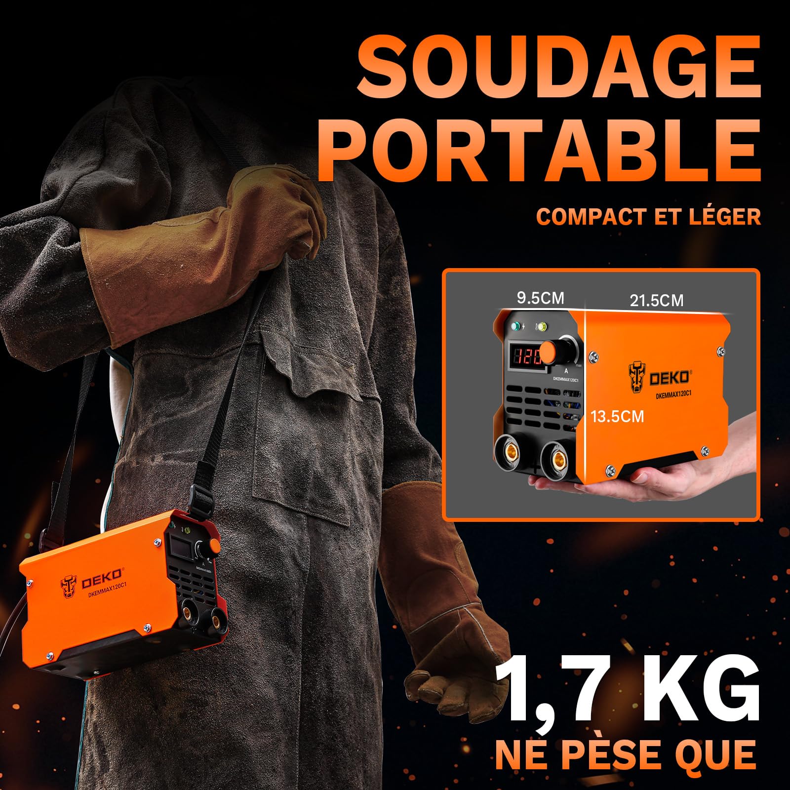 DEKOPRO WELDING MACHINE 120A poste à souder MMA portable