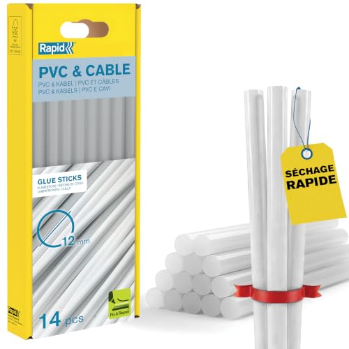 Rapid Collage bâtons de colle PVC et câbles Ø12 mm, 14 pièces, transparents