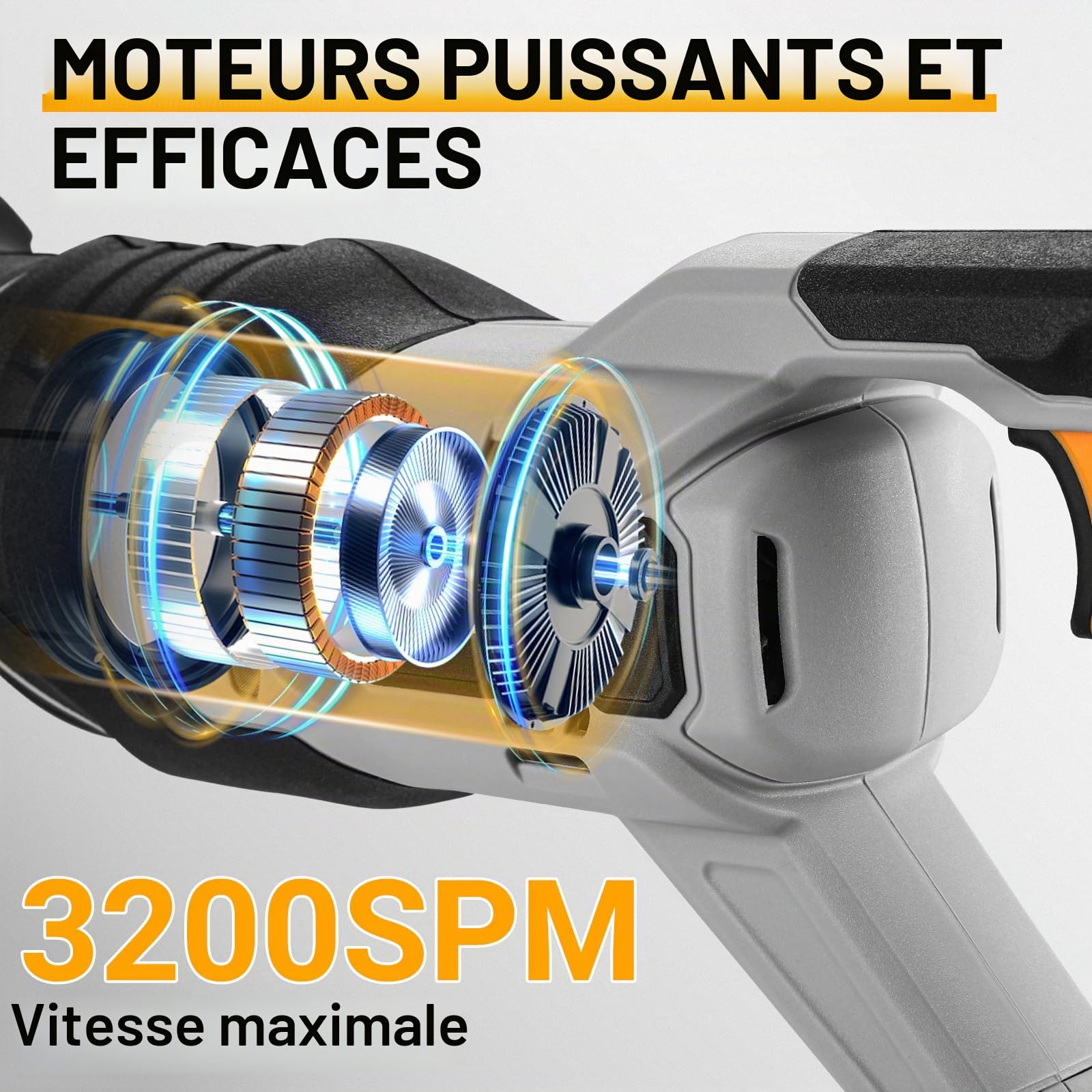 DEKOPRO POWER TOOLS scie sabre sans fil 20 V, 2 batteries 2 Ah, vitesse variable