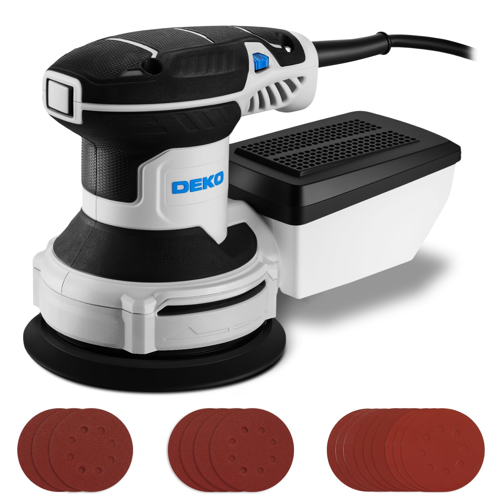 DEKOPRO POWER TOOLS Ponceuse excentrique 300 W 125 mm avec bac à poussière