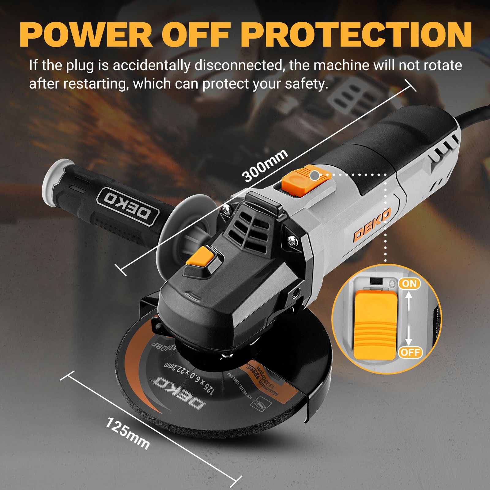 DEKOPRO POWER TOOLS Meuleuse d'angle 900W 125 mm filaire