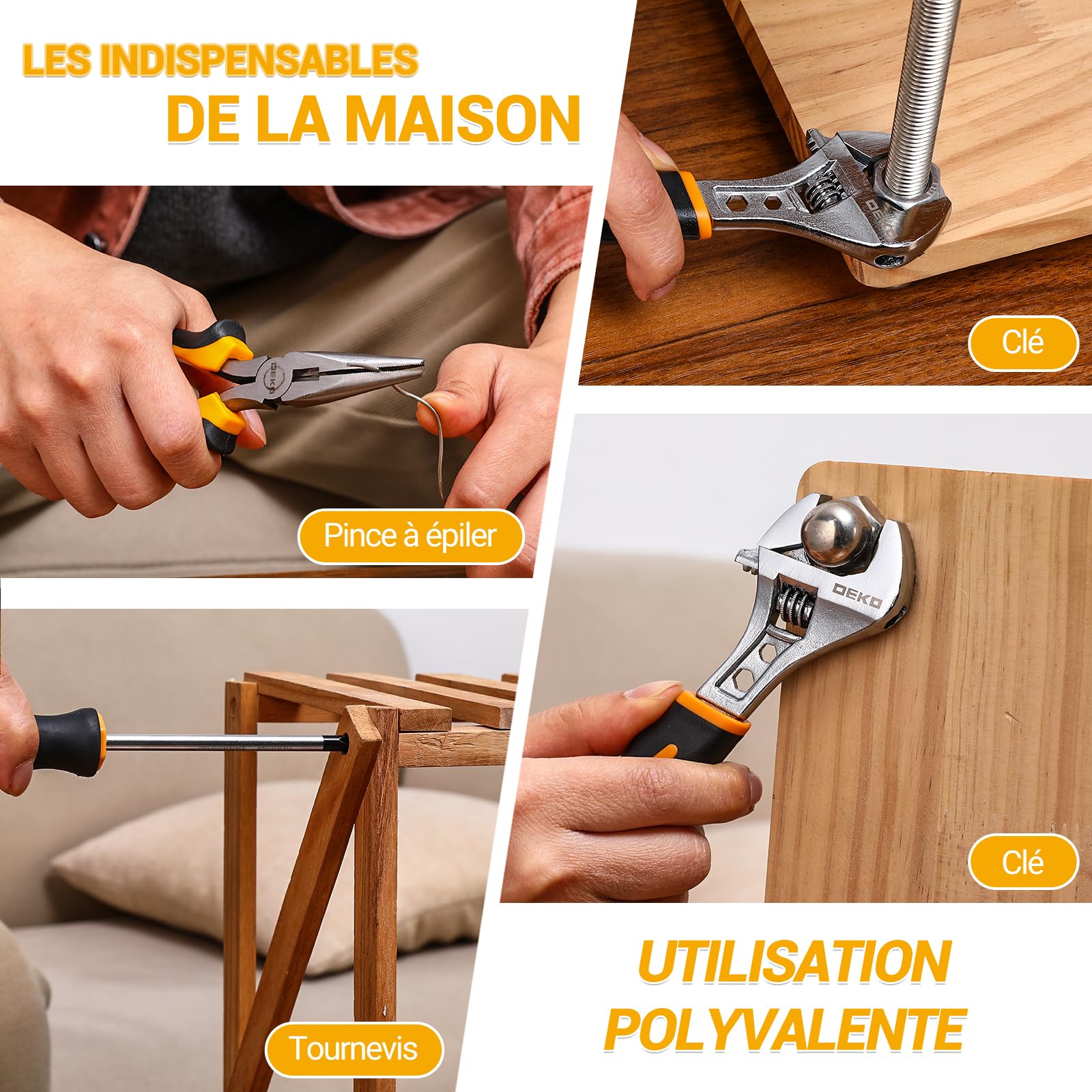 DEKOPRO TOOL KIT boîte à outils 133 pièces grise avec perceuse-visseuse 12 V