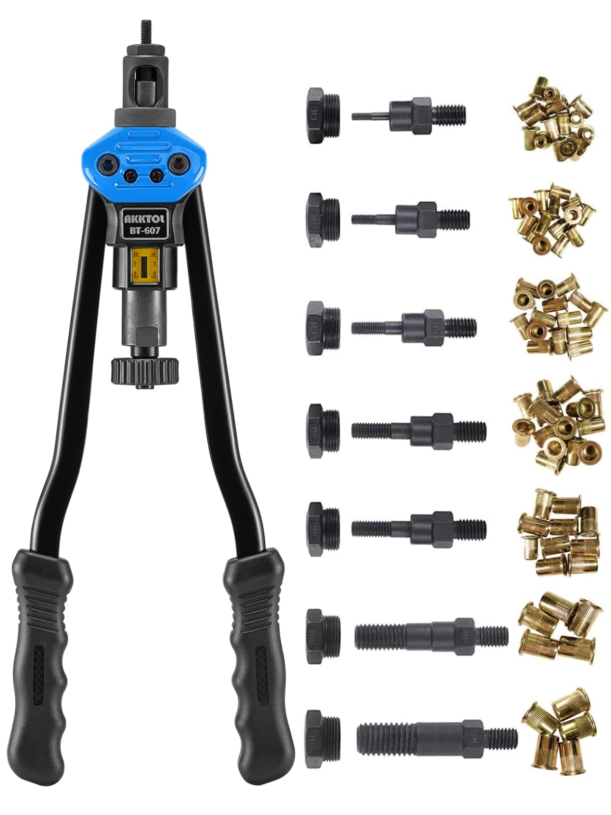 AKKTOL Rivet Nut Tools BT607 pince à écrous à sertir bleue, kit 80 pièces