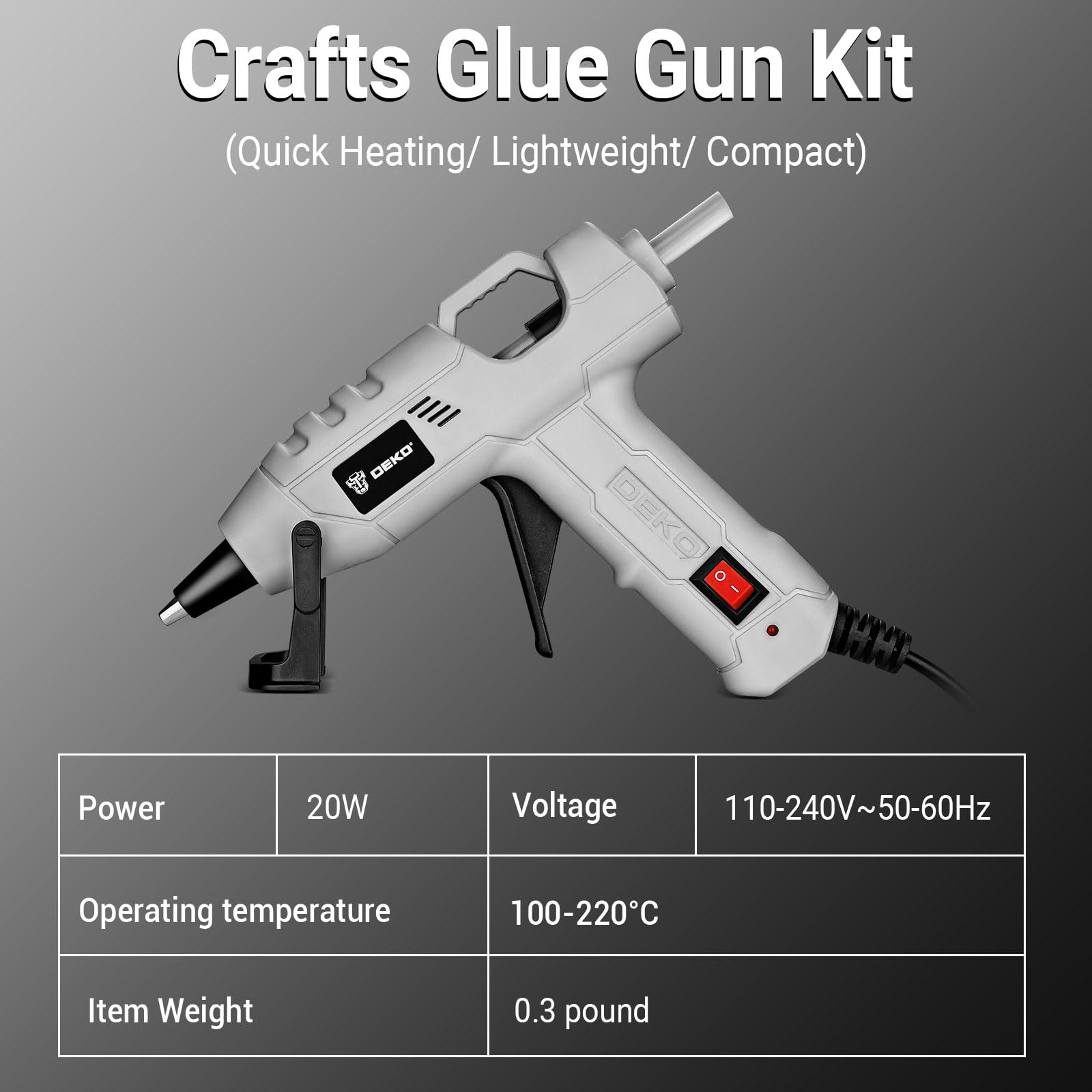 DEKOPRO POWER TOOLS pistolet à colle chaude 20 W avec 30 bâtons