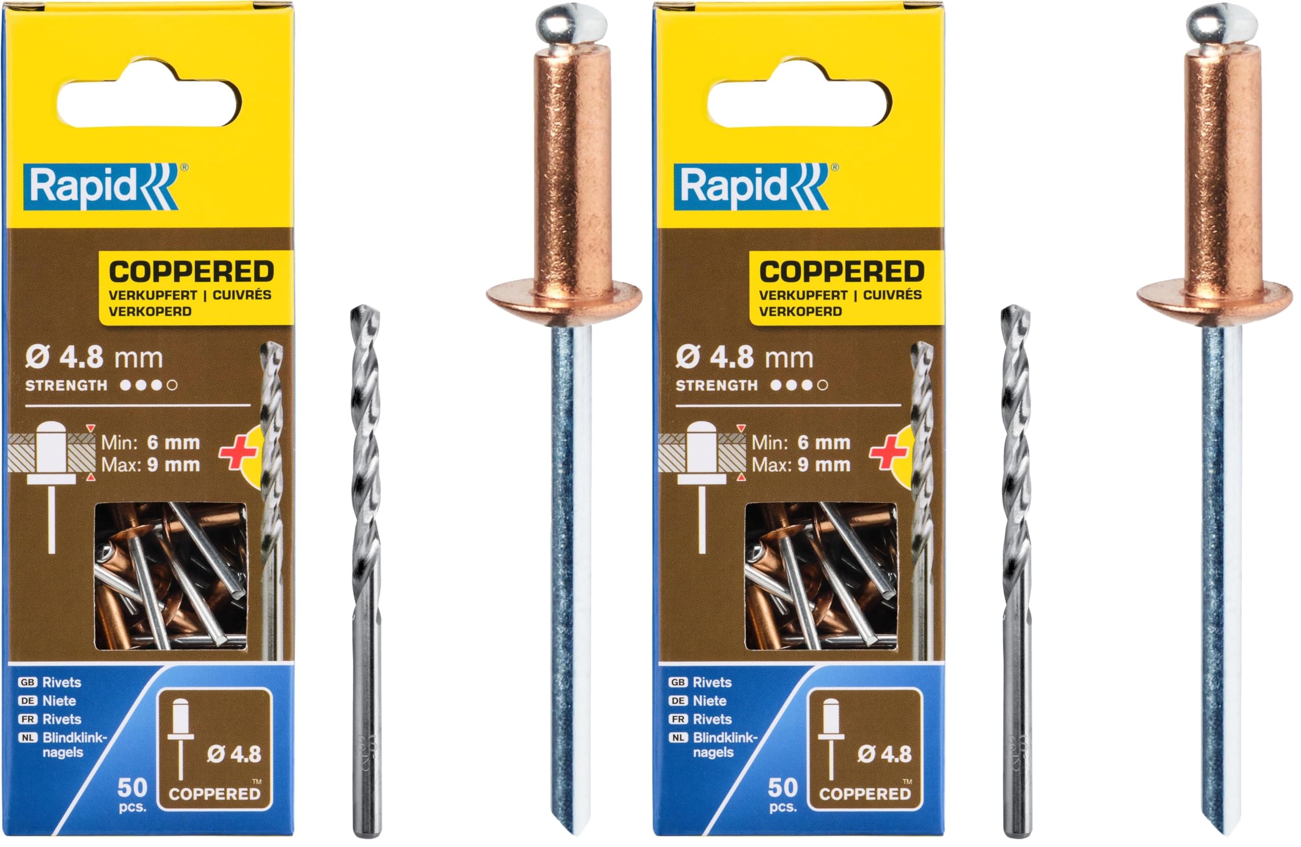 Rapid’os 16 Rivetage rivets cuivrés 4,8 × 12 mm 50 pièces avec foret